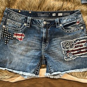 Miss Me Patriotic denim shorts
